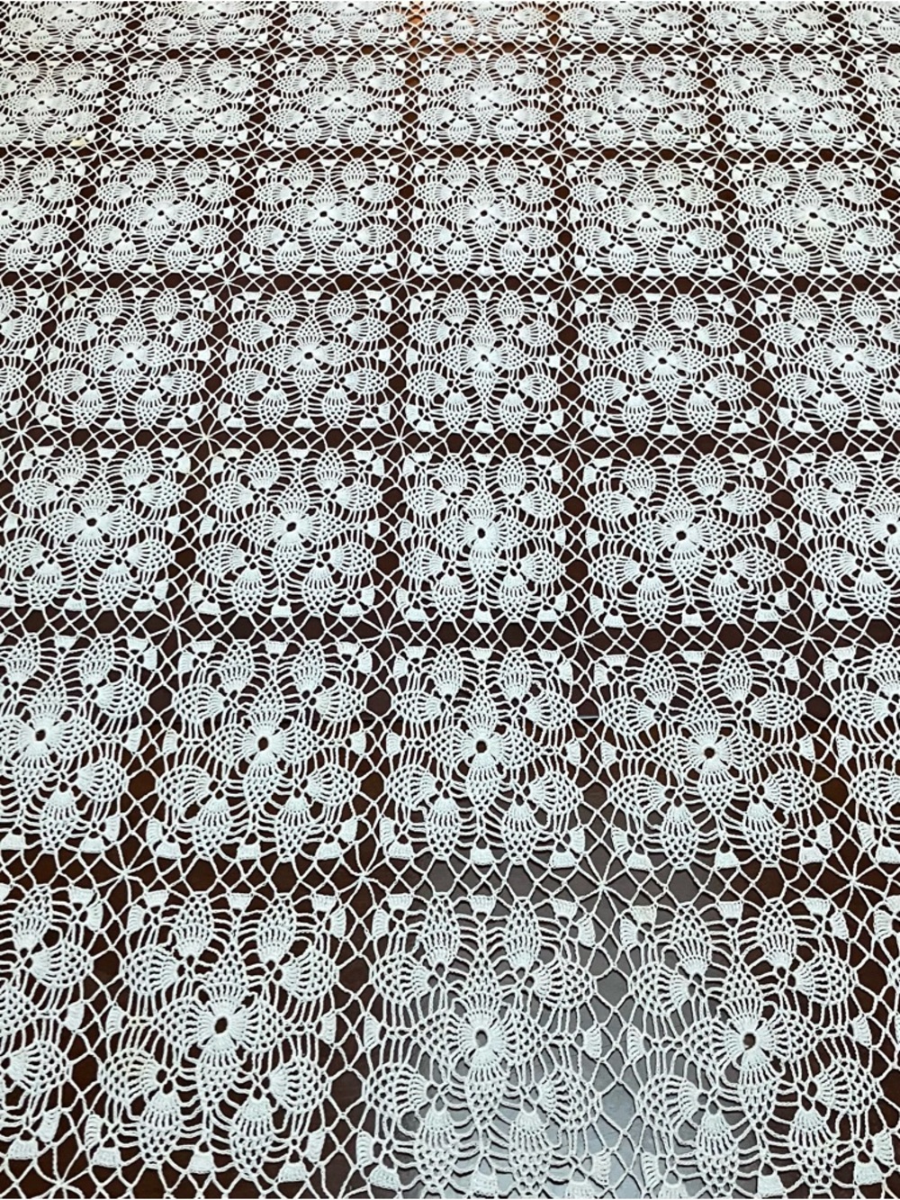 VTG White Crochet Lace Tablecloth Coverlet 48in X 92in Cottagecore Farmhouse - Picture 2 of 10